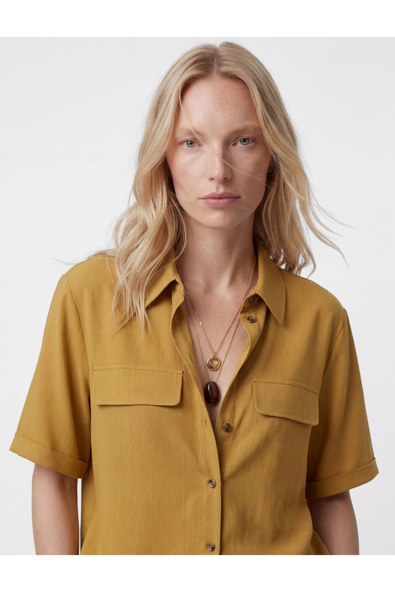 Short Sleeve Viscose Shirt with Pockets, Alternate, color, KHAKI