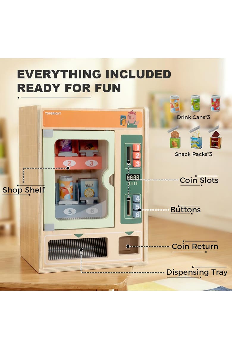 2-in-1 Wooden Vending Machine & Balance Math Toy for Early Learning, Alternate, color, Multicolor