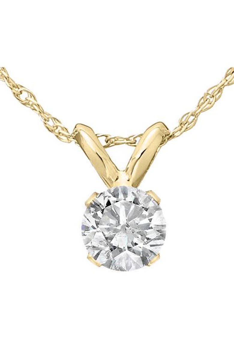 Bliss Diamond 1/3 Ct Diamond Solitaire Pendant Necklace in 14k Or Gold Lab Grown, Main, color, 14K Yellow Gold