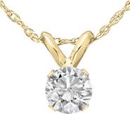Bliss Diamond 3/4ct Diamond Round Solitaire Necklace 14K Gold Pendant Lab Grown