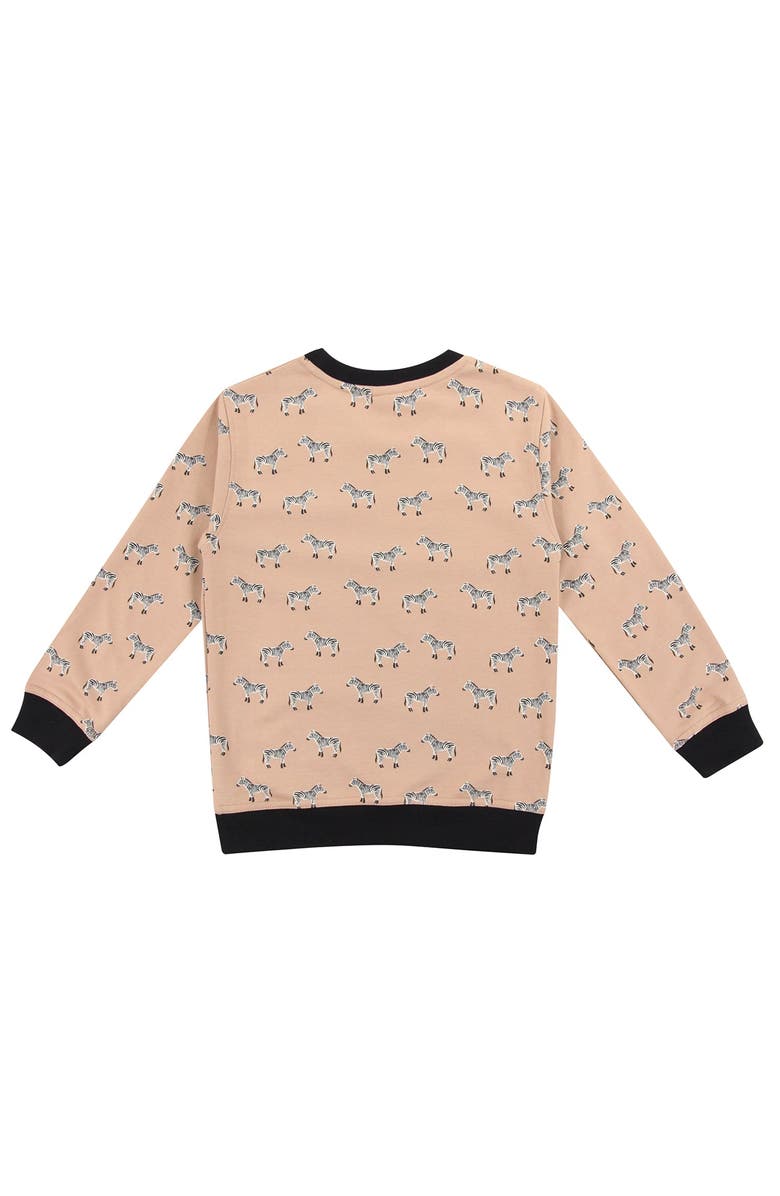 Turtledove London Kids Organic Cotton Zebra Print Sweatshirt, Alternate, color, Beige