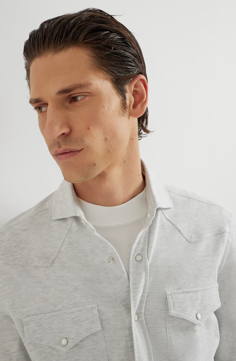 Brunello Cucinelli Piqué shirt, Alternate, color, Light Grey