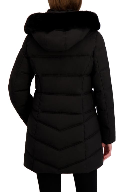 Laundry By Shelli Segal Soft Tech Puffer Jacket With Removable Faux Fur Trim Hood In Black