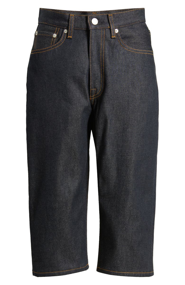 COS High Waist Long Denim Shorts, Alternate, color, Blue