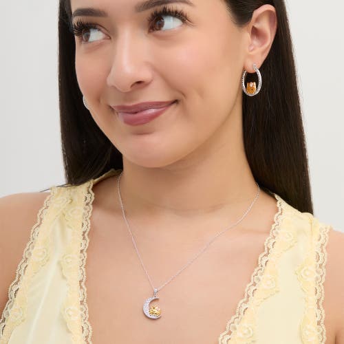 Hello Kitty On The Moon Sapphire Pendant Necklace, 18" In Metallic