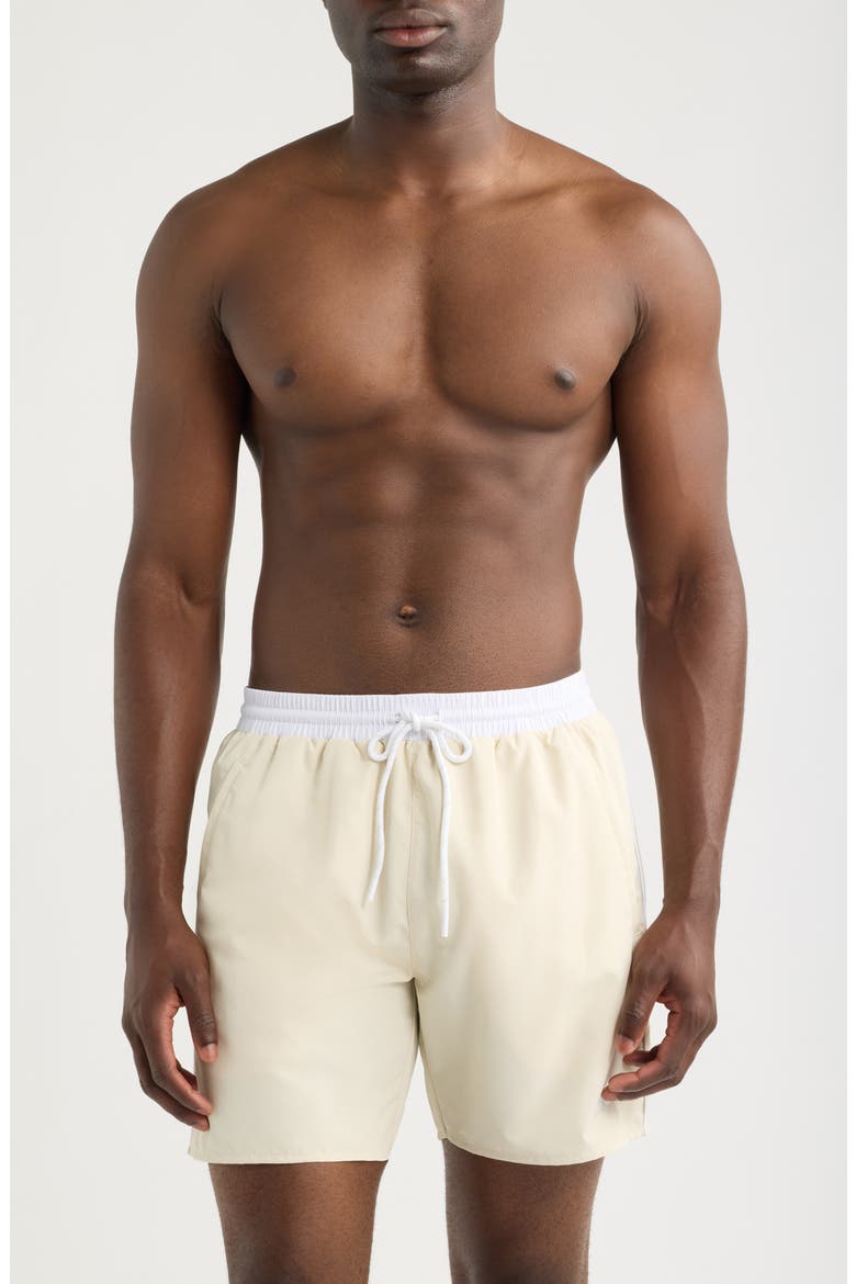 Starfish Graphic Logo Swim Trunks, Main, color, OPEN WHITE