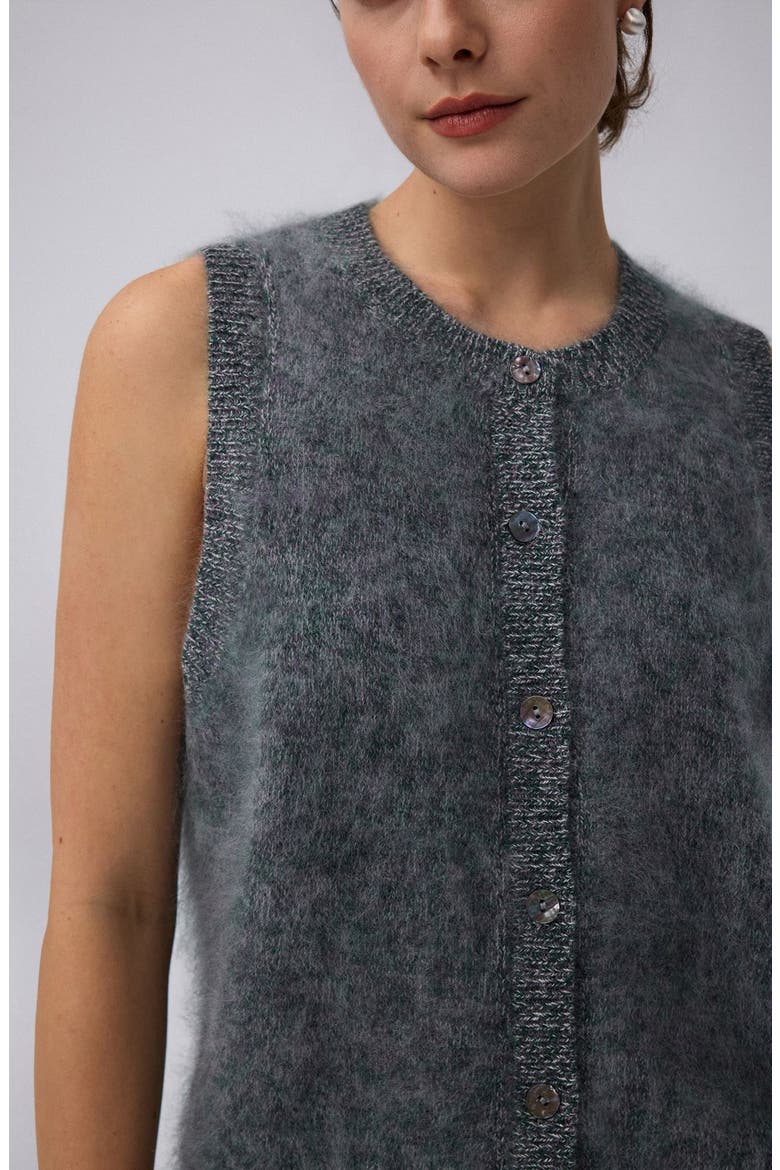 Brushed Wool-Blend Vest, Alternate, color, Forest Multi