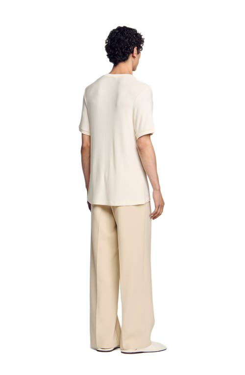 Sandro Round Neck T-shirt In Ivory.