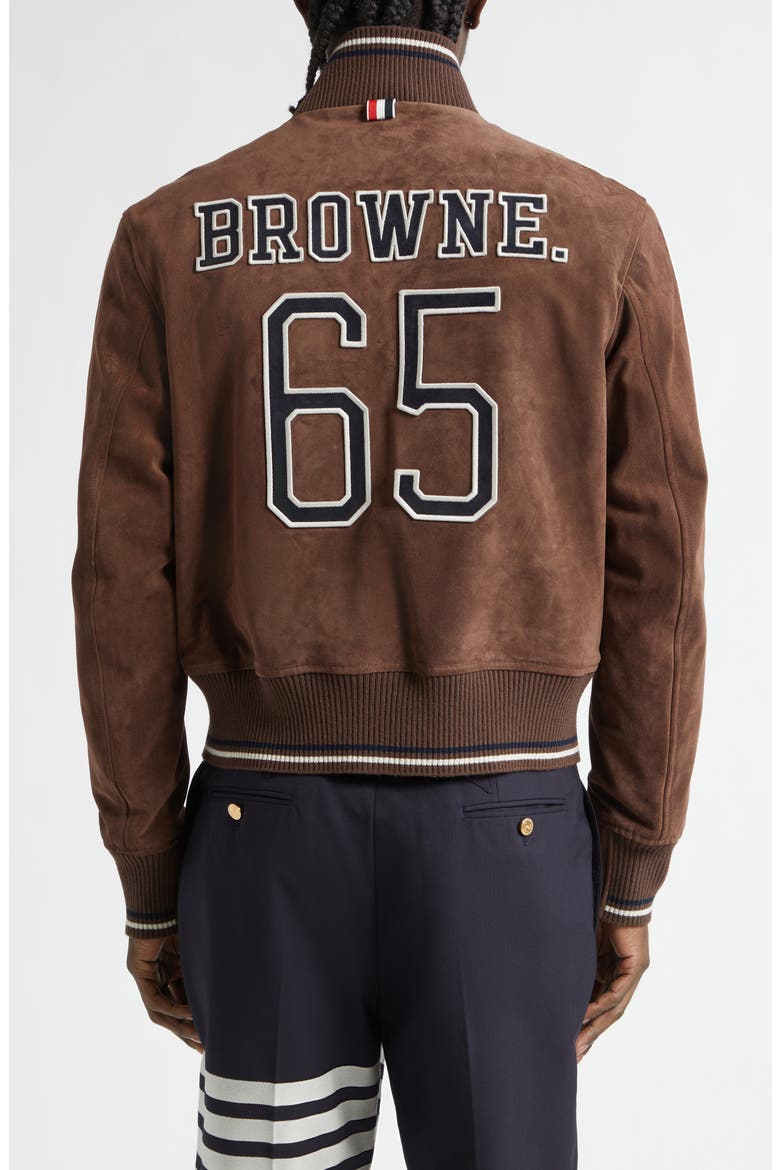 Suede Bomber Jacket, Alternate, color, DARK BROWN