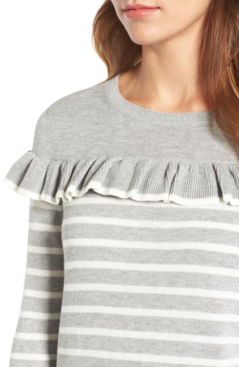 Chelsea28 Ruffle Stripe Sweater, Alternate, color,