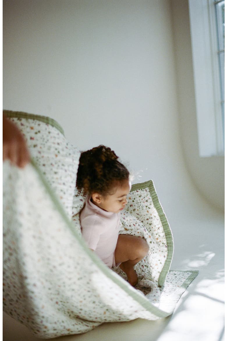 Kids' Cotton Muslin Quilted Throw, Alternate, color, GARDEN BEES