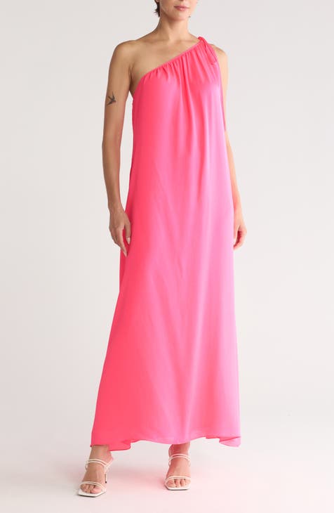 Dinner at Mackizi One-Shoulder Silk Chiffon Dress