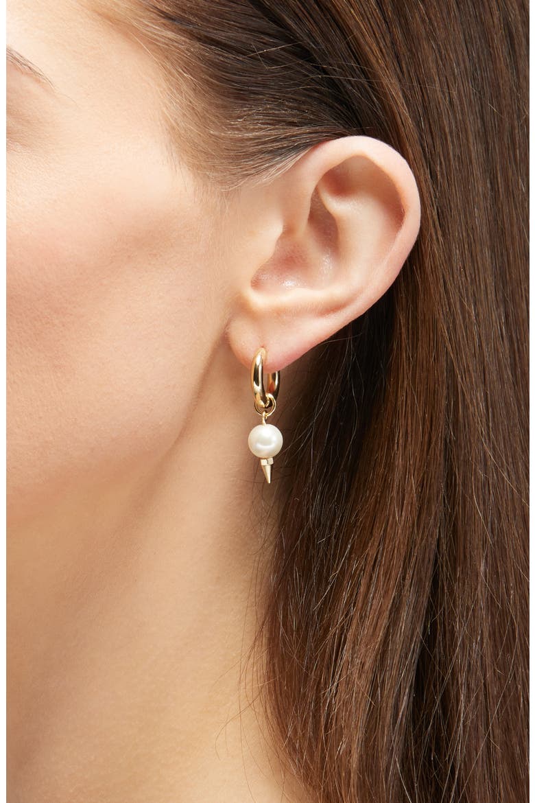 Spike Faux Pearl Drop Earrings, Alternate, color, PEARL/ GOLD