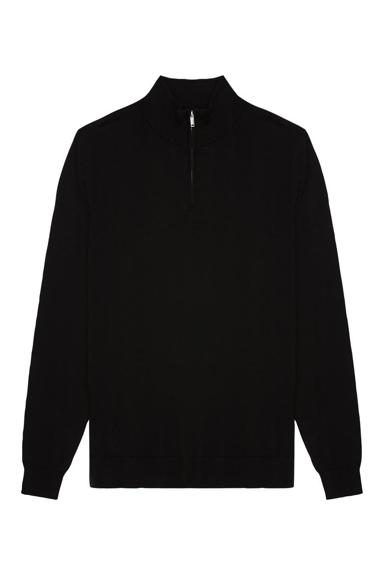 Blackhall Quarter Zip Wool Sweater, Alternate, color, BLACK