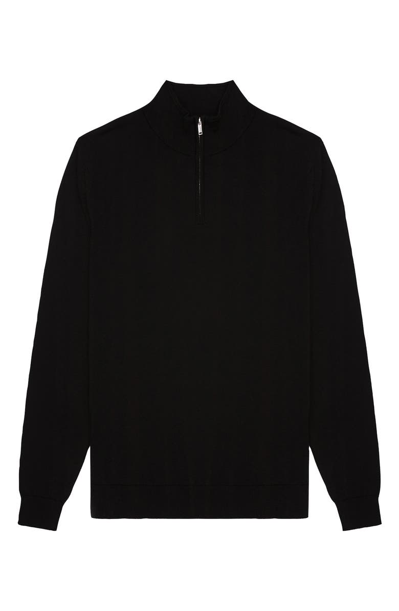 Reiss Blackhall Quarter Zip Wool Sweater, Alternate, color, Black