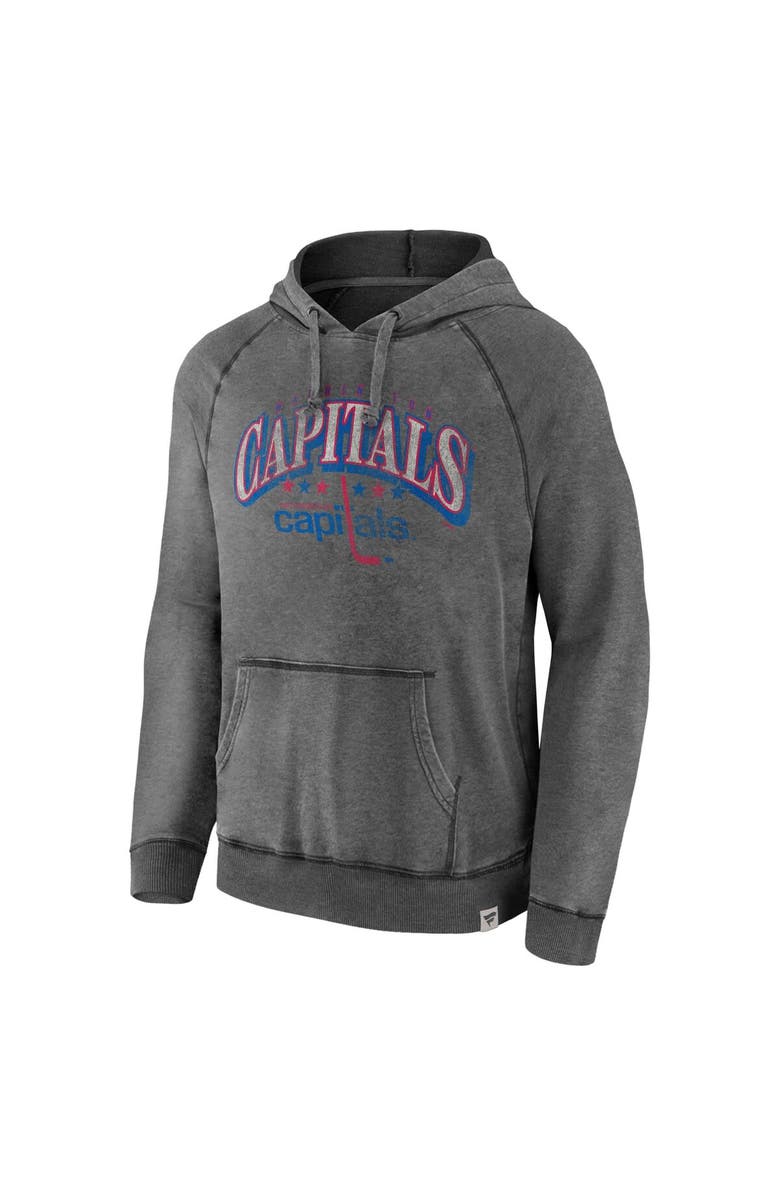 FANATICS Men's Fanatics Branded Gray Washington Capitals Heritage Broken Ice Washed Raglan Pullover Hoodie, Alternate, color, 