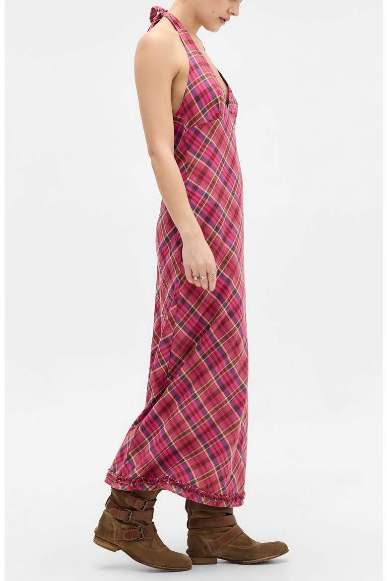 Rita Plaid Halter Midi Dress, Alternate, color, RED CHECK