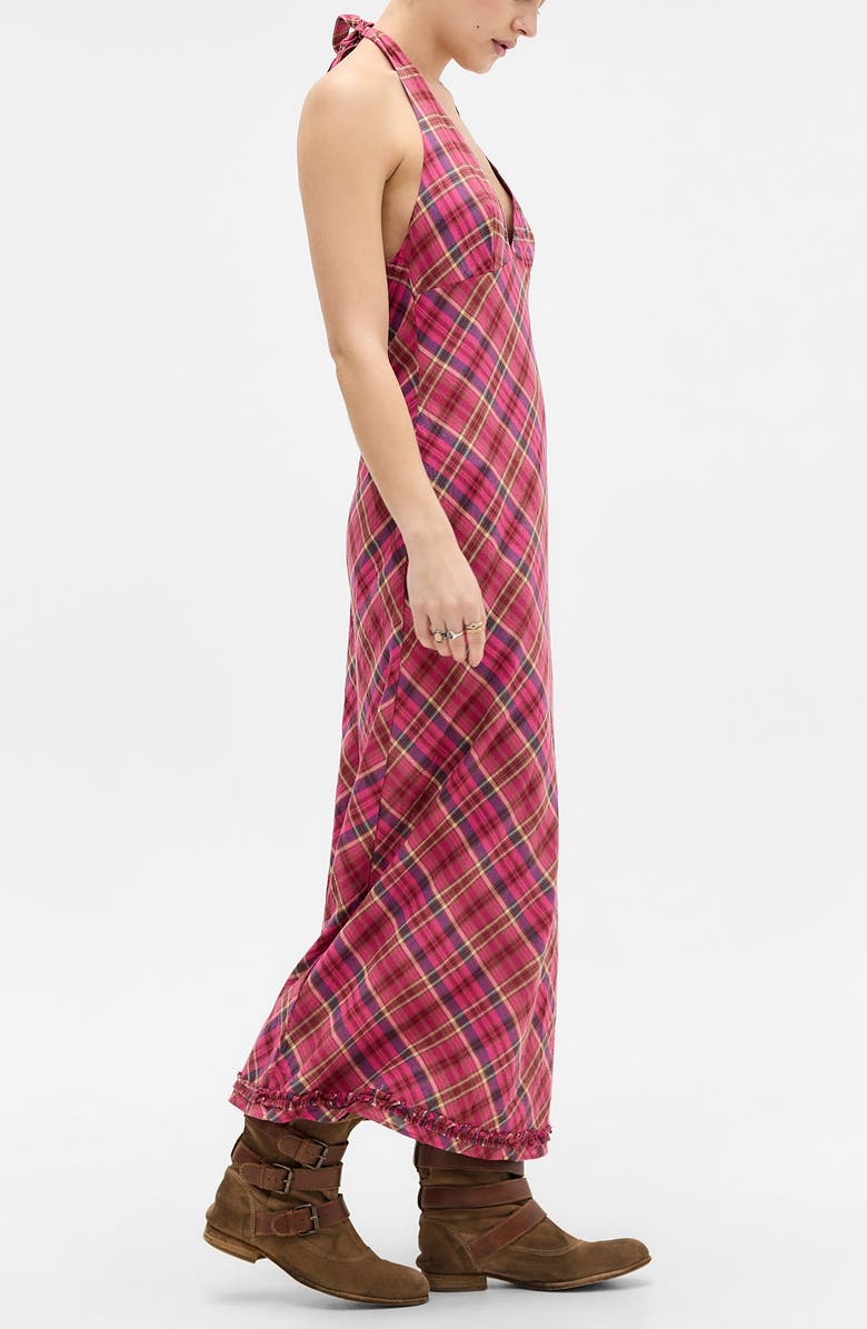BDG Urban Outfitters Rita Plaid Halter Midi Dress, Alternate, color, Red Check
