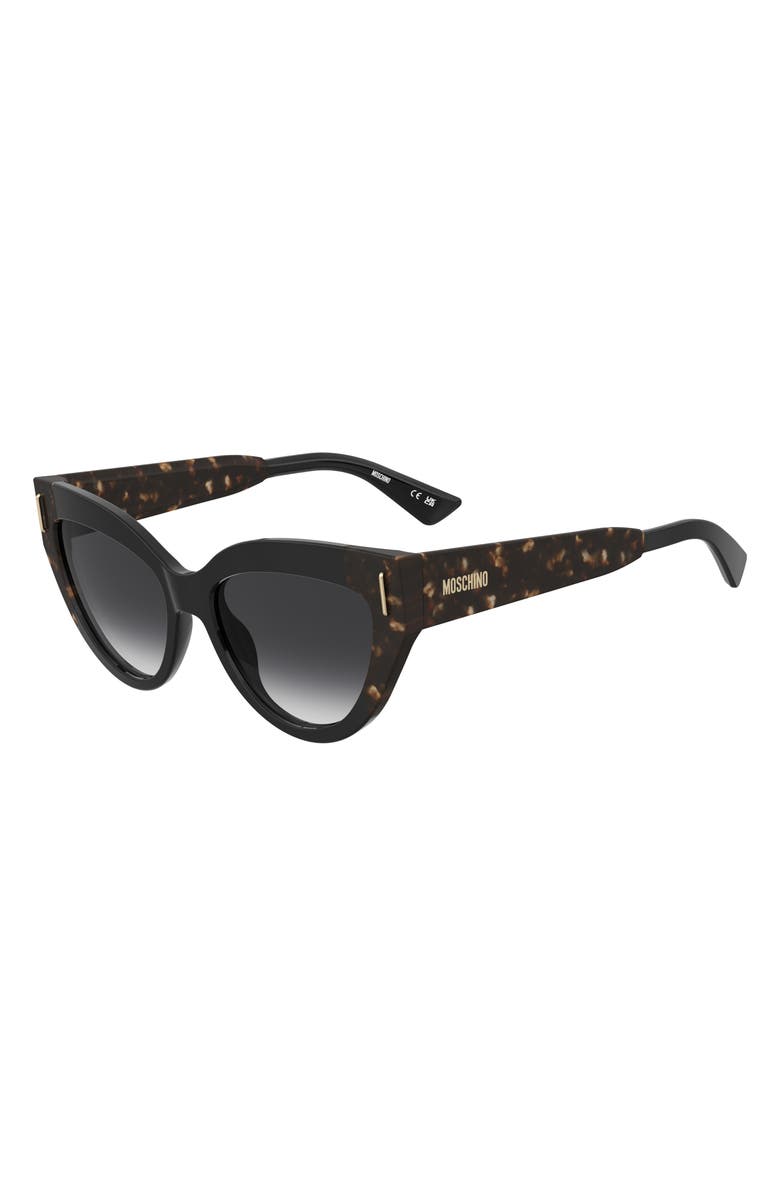 Moschino 56mm Gradient Cat Eye Sunglasses, Alternate, color, Black Havana/ Dark Grey Sf