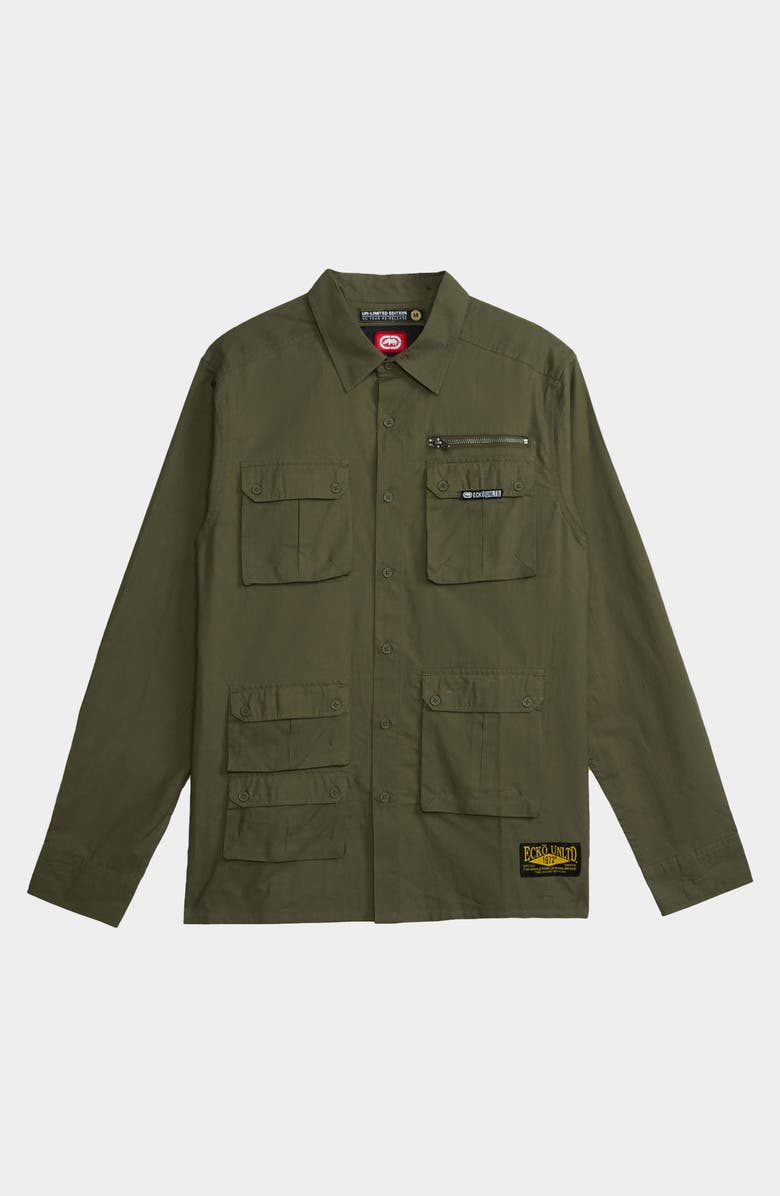 Ecko Unltd. Commander Woven Shirt, Main, color, Olive