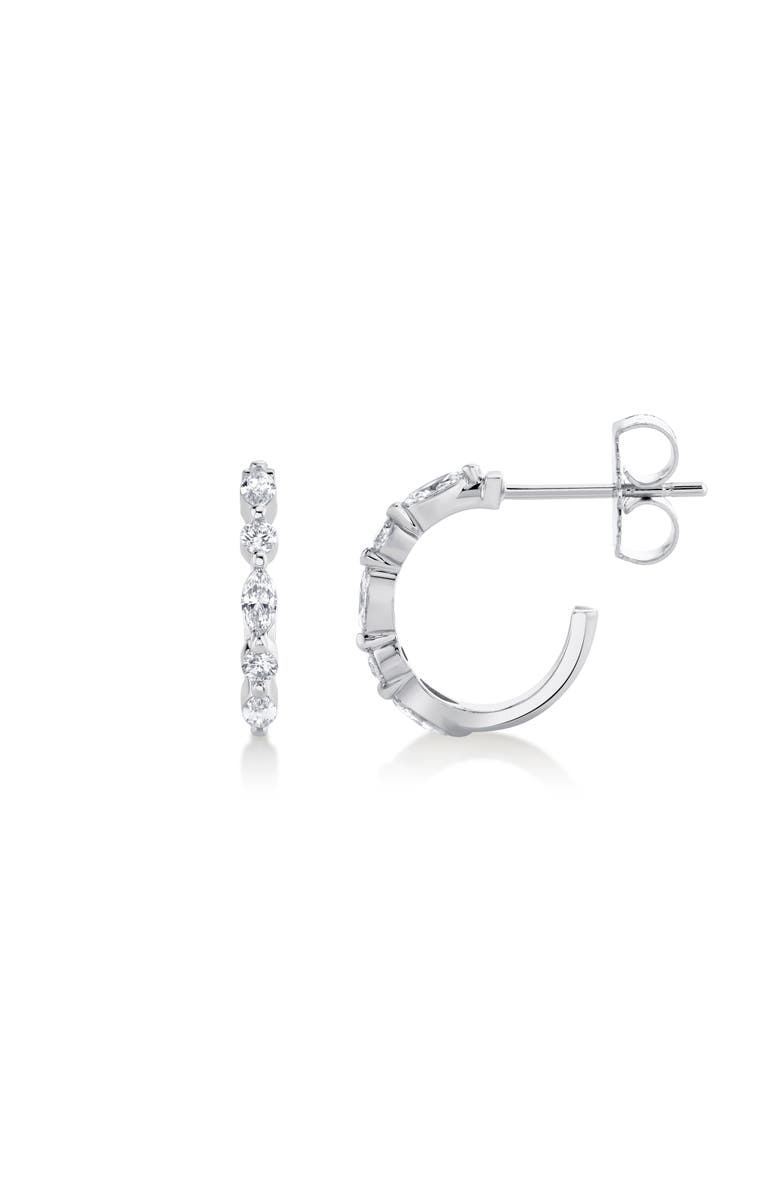 Michael M Mini Montage Marquise and Round Cut Diamond Hoop Earrings, Main, color, White Gold