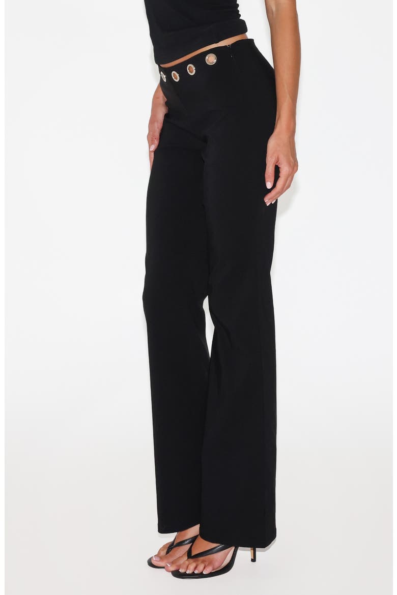 Marren Low Rise Grommet Flare Pants, Alternate, color, BLACK