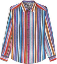 Robert Graham Pomsford Stripe Stretch Cotton Button-Up Shirt