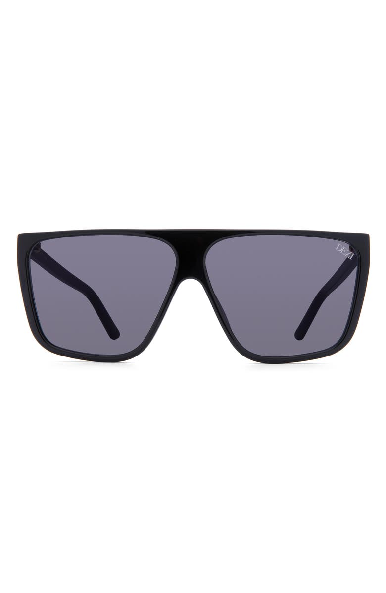 DEZI Type B 63mm Oversize Flat Top Sunglasses, Main, color, Black/ Dark Smoke