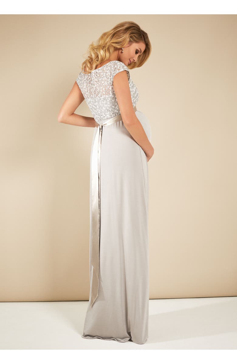 Tiffany Rose Maternity Mia Maternity Gown, Alternate, color, Silver