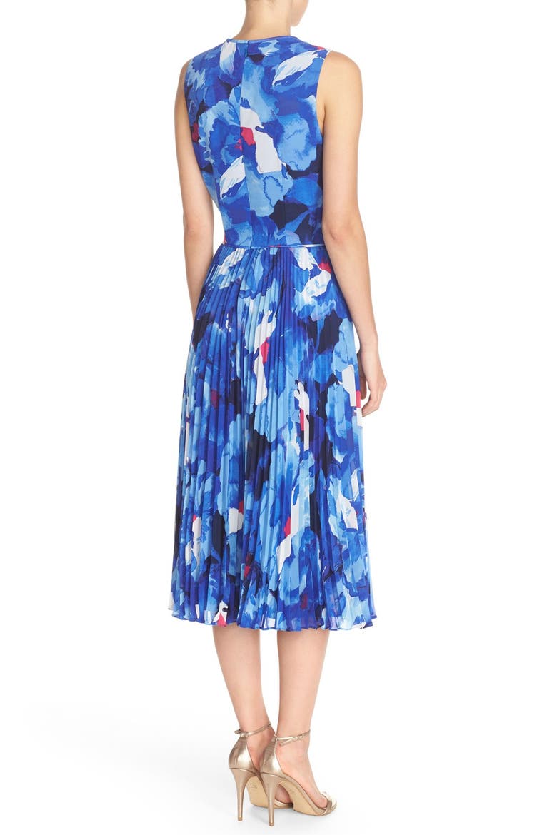 Print Chiffon Midi Dress, Alternate, color, SOFT WHITE ROYAL
