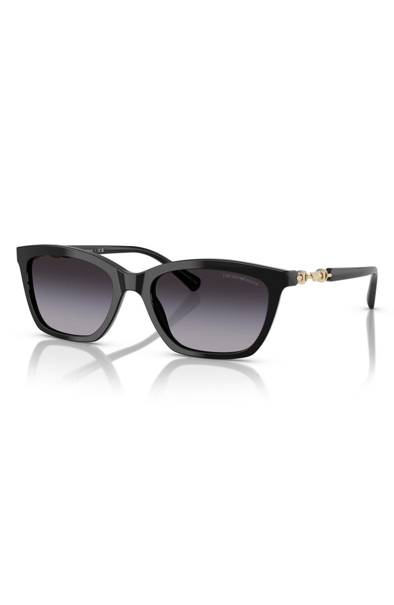 Emporio Armani 56mm Gradient Cat Eye Sunglasses, Alternate, color, Shiny Black / Grey Gradient
