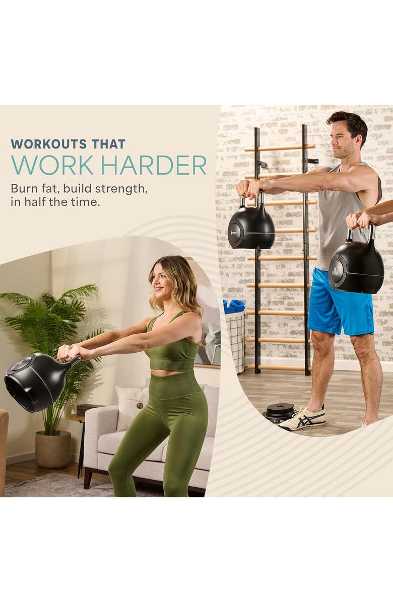 Lifepro PowerStone 7in1 Adjustable Kettlebell Set 3.5 to 22.5lb and 5 to 44.5lb, Alternate, color, 44.5Lblack