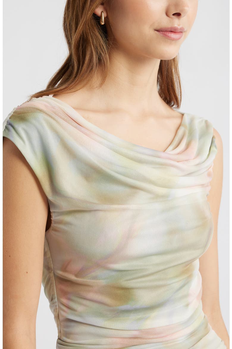 Cap Sleeve Mesh Top, Alternate, color, PINK WHISPER FLORAL