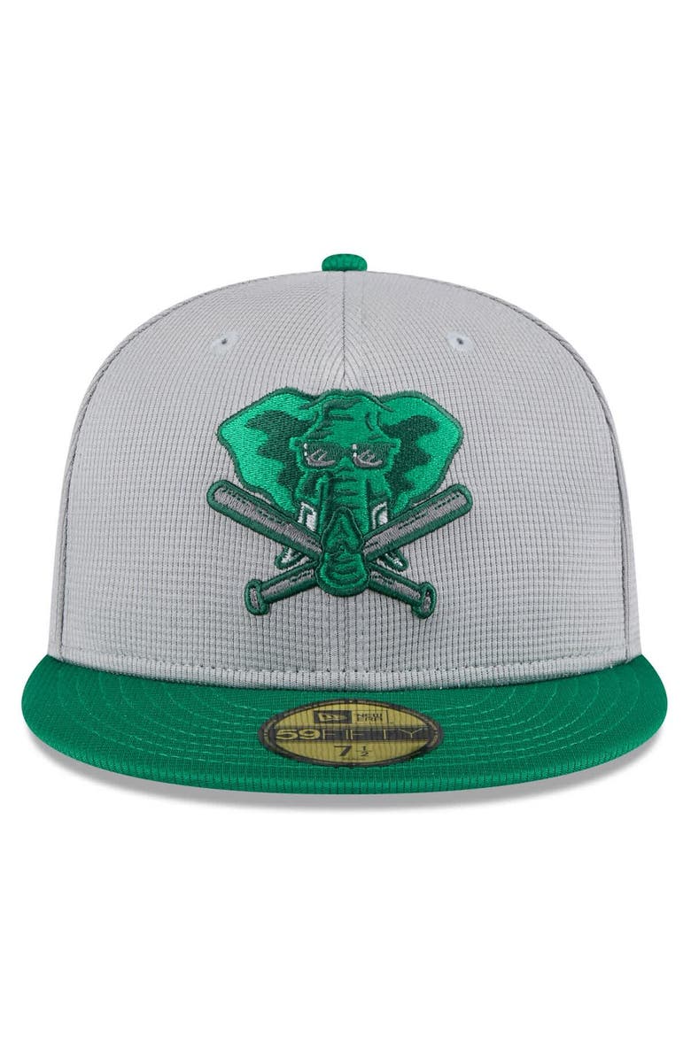 New Era Men's New Era  Gray/Green Athletics 2025 Batting Practice 59FIFTY Fitted Hat, Alternate, color, 