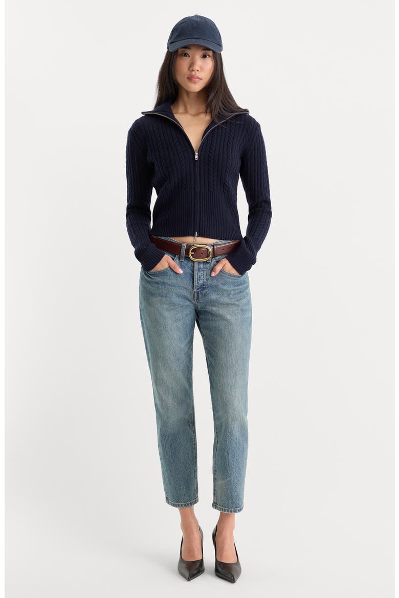 The Cable Zip Up Cardigan, Alternate, color, NEW NAVY002