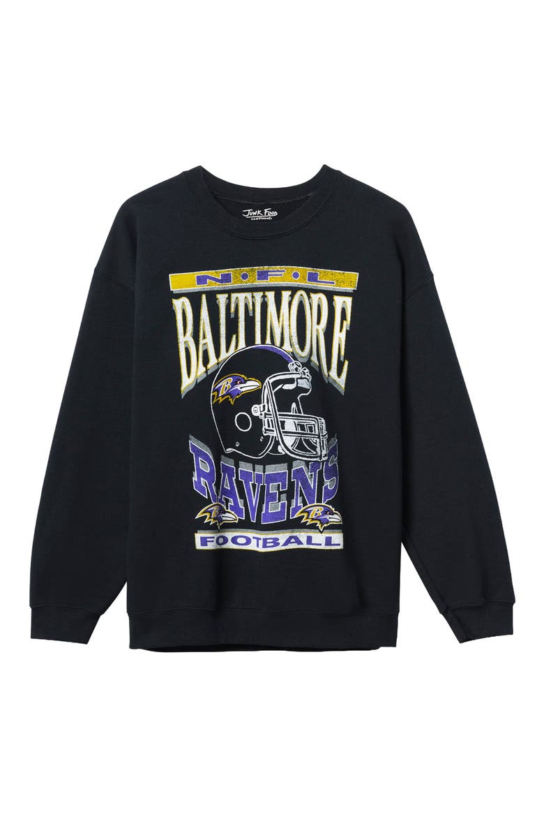 Baltimore Ravens Helmet Flea Market Crewneck Sweatshirt, Main, color, BLACK