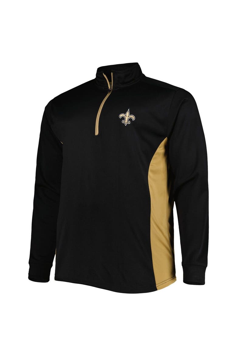 Men's Black/Gold New Orleans Saints Big & Tall Quarter-Zip Jacket, Alternate, color, Black