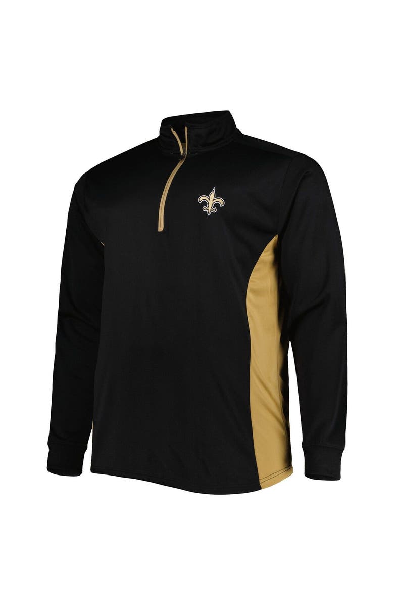 PROFILE Men's Black/Gold New Orleans Saints Big & Tall Quarter-Zip Jacket, Alternate, color, 