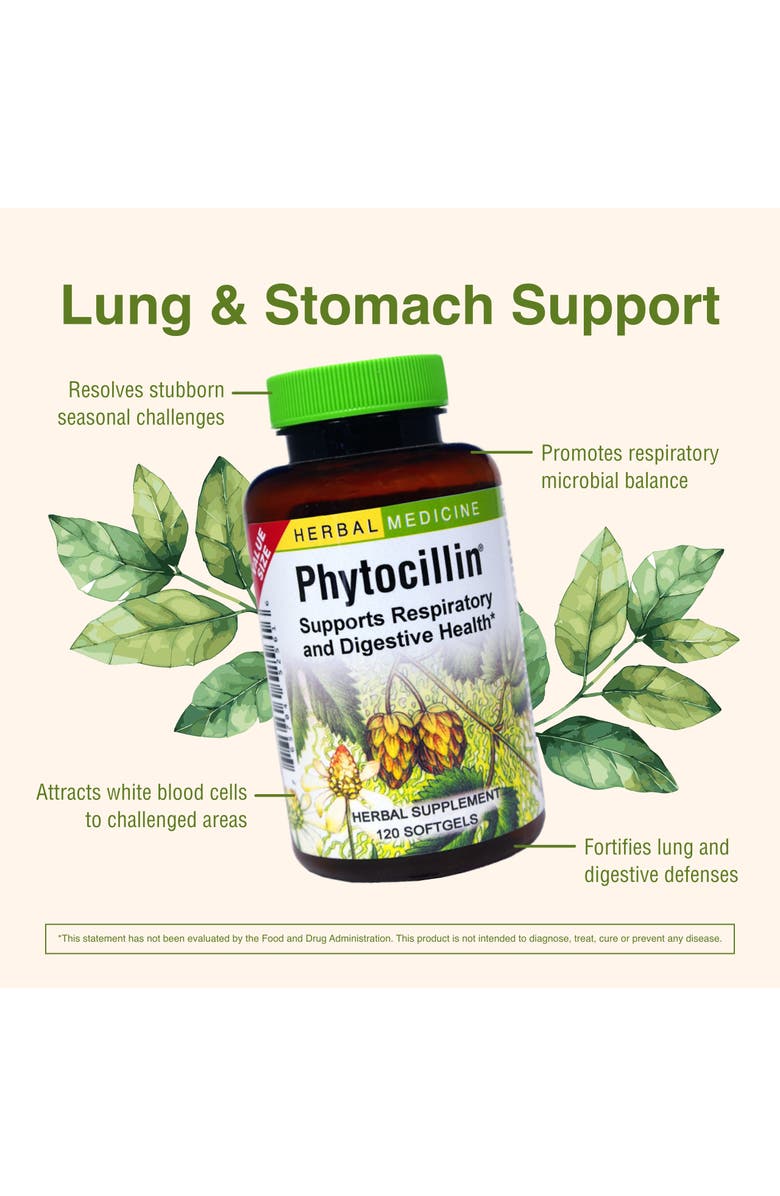 Trace Minerals Phytocillin - Respiratory & Digestive Health Support Supplement - Herbal Formula to Support Digestion - Support Healthy Breathing - 120 Softgels, Alternate, color, 