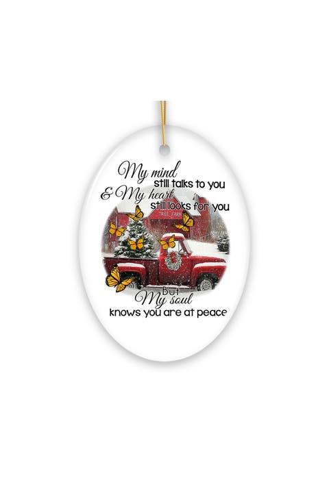 Red Truck Monarch Butterfly Memorial Oval Ornament