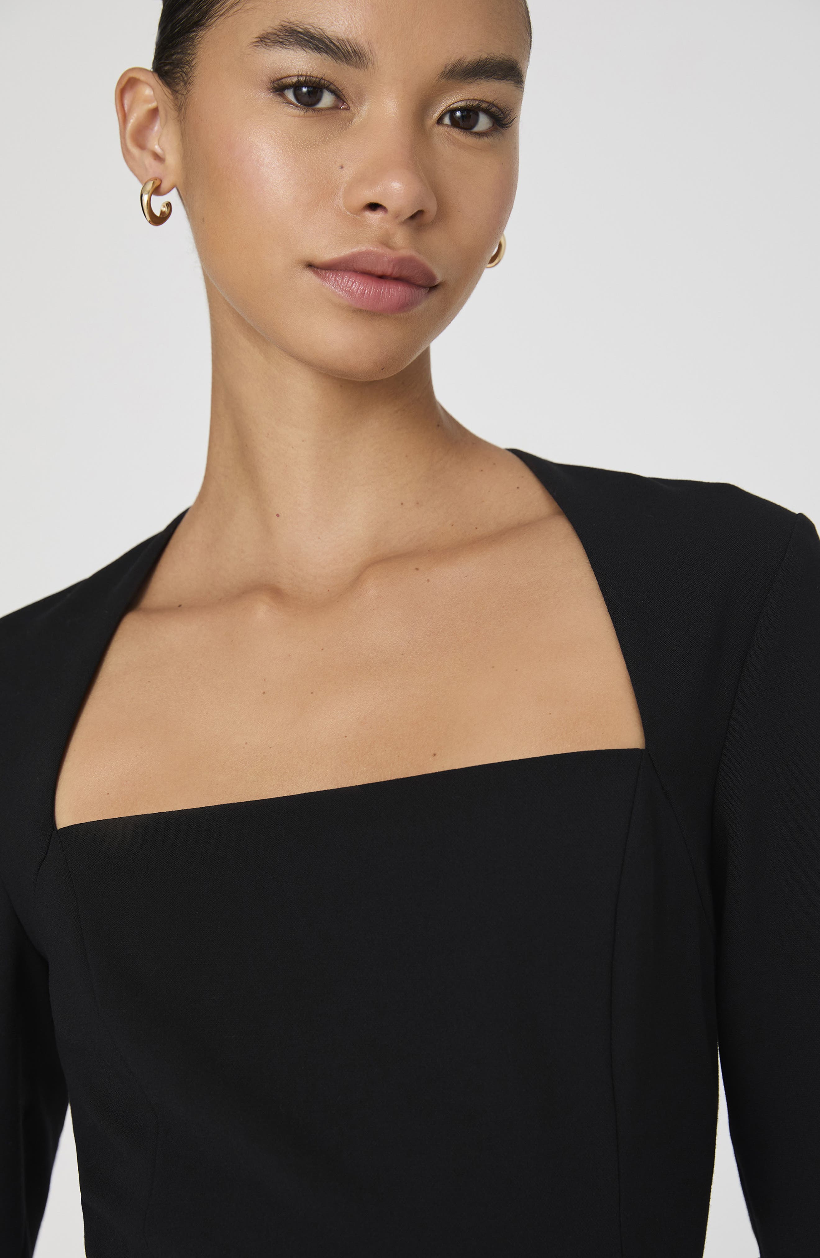 whisper long sleeve dress French Connection Women's Whisper Square Neck Long Sleeve Mini Dress - Black