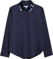 Derek Lam 10 Crosby Alina Sequin Collar Cotton Button-Up Shirt