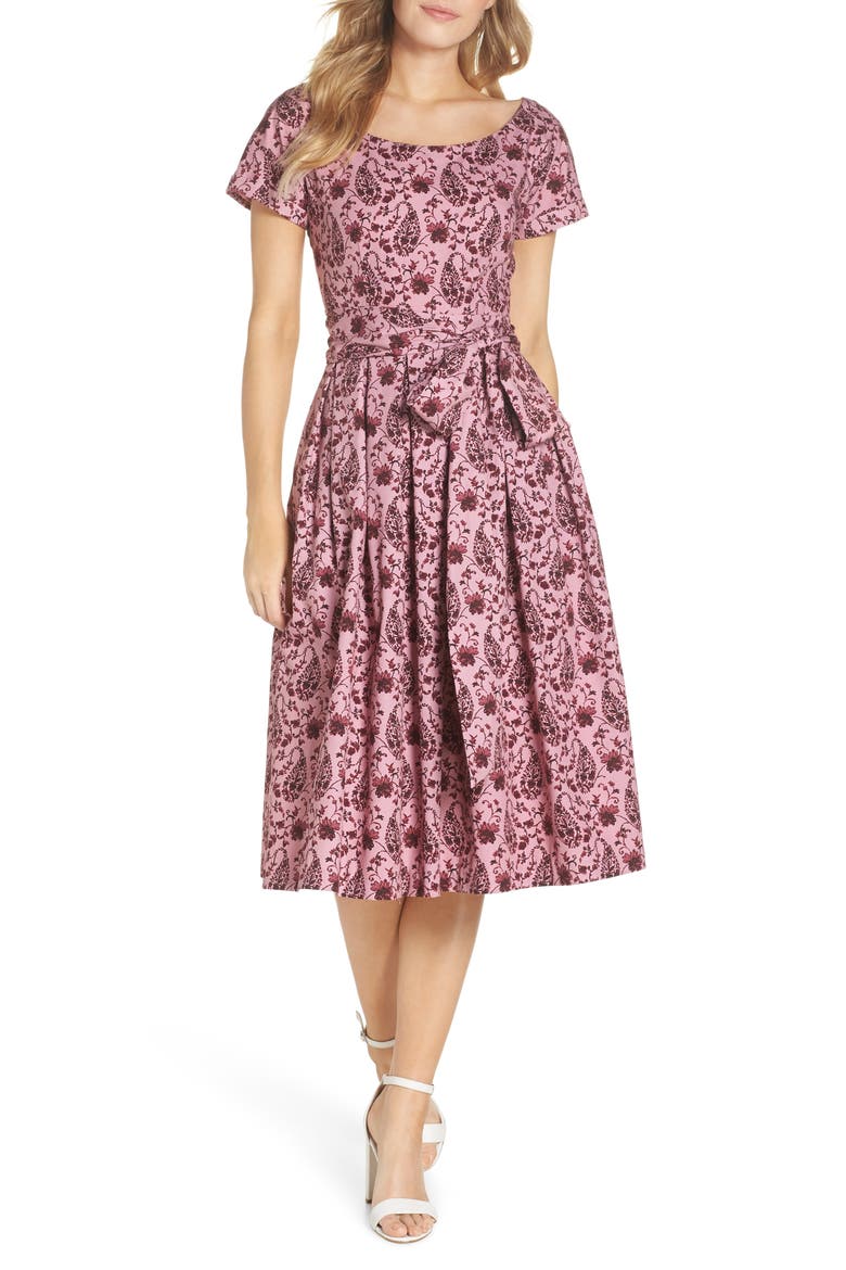 Hallie Fit & Flare Dress (Nordstrom Exclusive), Main, color, ROSE/ LIGHT BURGUNDY