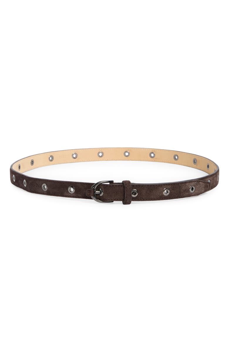Longchamp Leather Belt, Main, color, Ebony