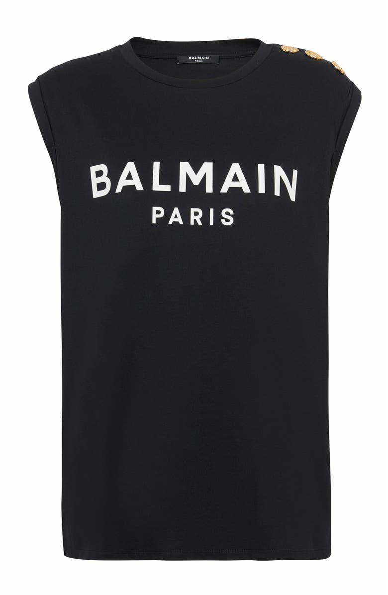 Balmain Paris Tank Top, Alternate, color, Black