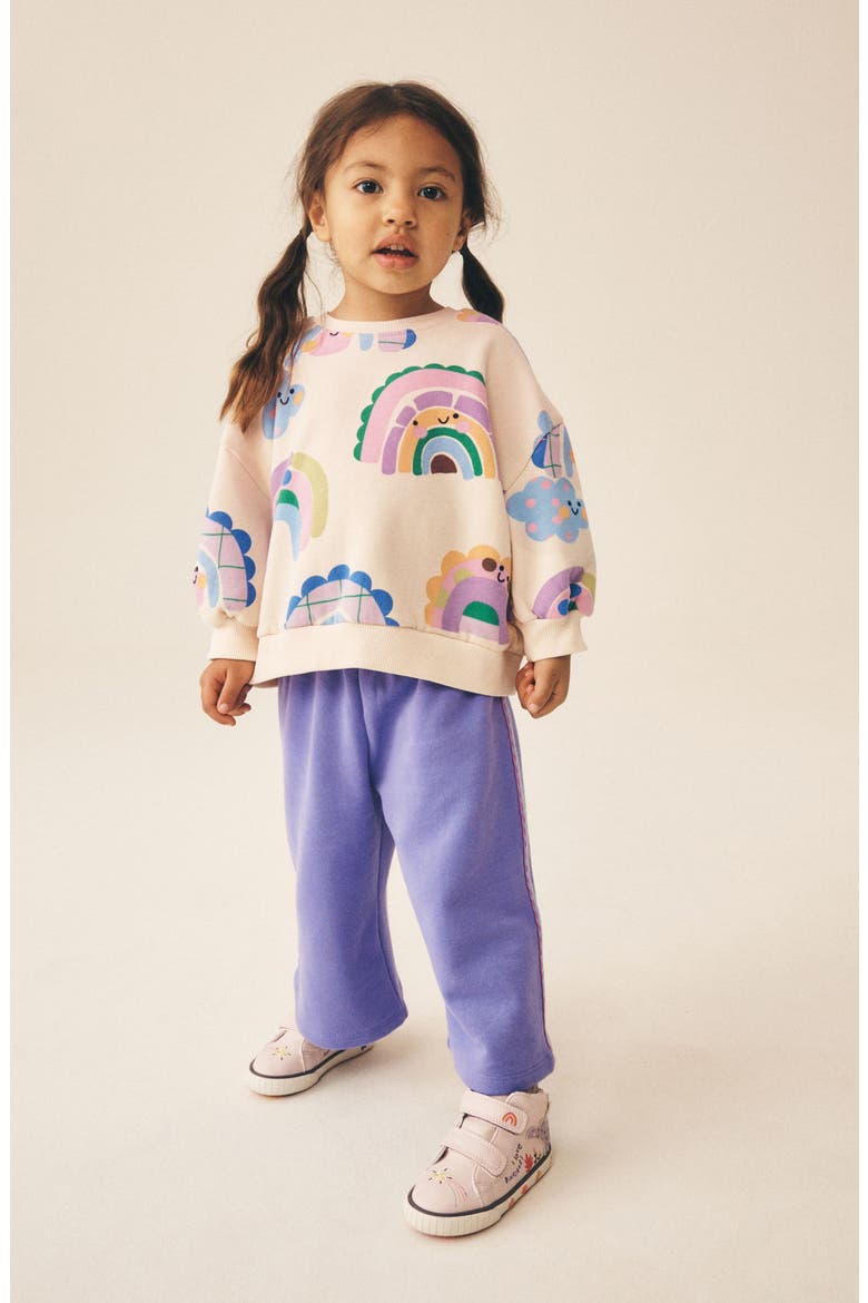 Kids' Rainbow Sweatshirt & Sweatpants Set, Alternate, color, PURPLE