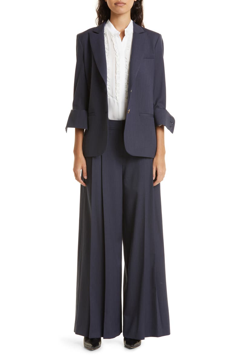 New Didi Pleat Wide Leg Wool Pants, Alternate, color, INDIGO
