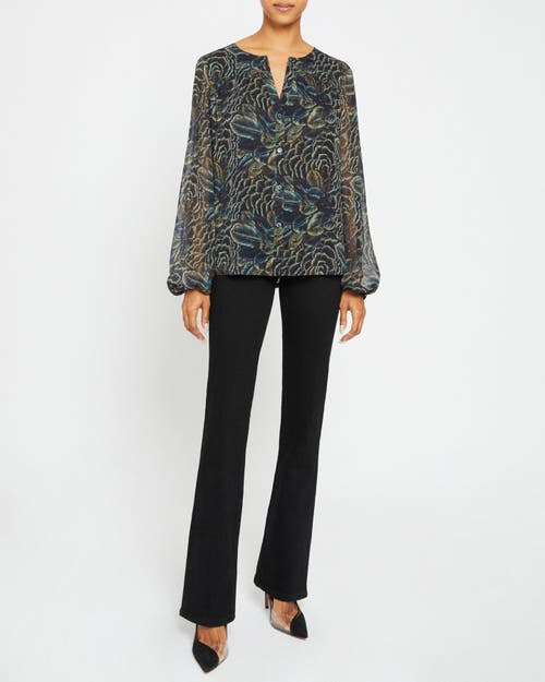 Santorelli Dione Floral-print Crepe Georgette Blouse In Space Blue