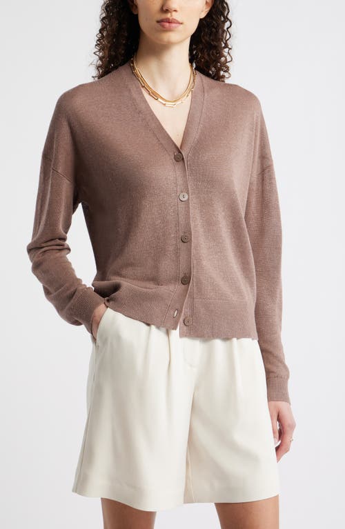 Nordstrom V-neck Linen & Viscose Cardigan In Multi