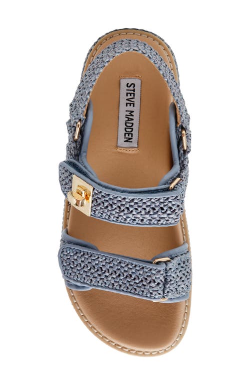 Steve Madden Bigmona Raffia Platform Sandal In Blue Raffia